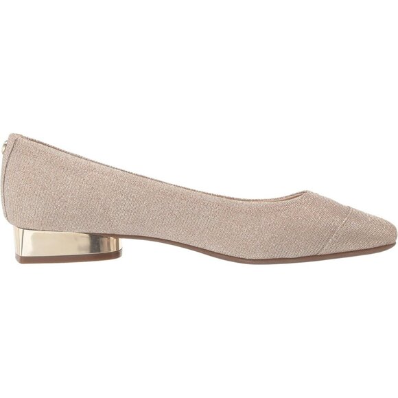 Anne Klein Womens Platinum LeatherClosed Pointed ToePull-On Carlie Ballet Flat - Picture 6 of 7